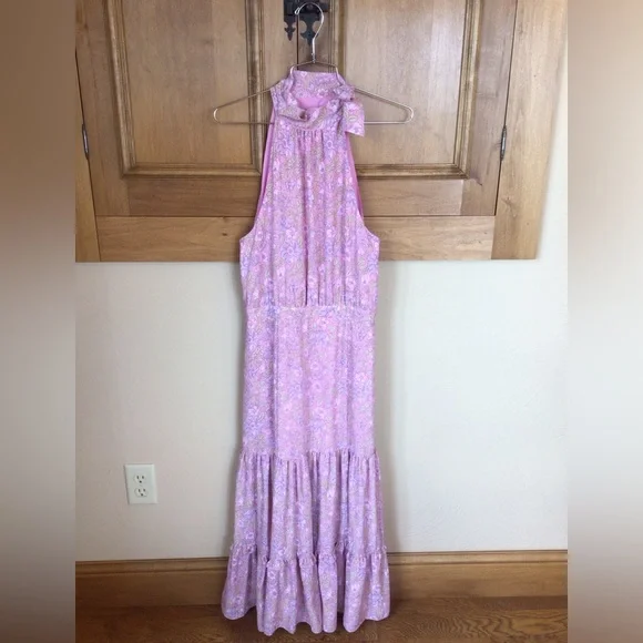 likely pink floral dress Prosperina Darcy Cotton Maxi Dress In La France Dianthus Pink